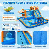 Maybird Inflatable Water Slide, 12-in-1 Bounce House with Climbing Wall, Splash Pool, Crawl Tunnel, Obstacles, Two Water Slides Bounce House for Kids Ages 3-8 Indoor Outdoor