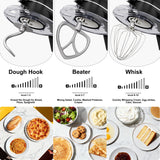 Camic 8.45 QT All Metal Stand Mixer,10 Speed Large Capacity Kitchen Mixer with Digital Timer & Tilt-Head, Electric Mixer with Whisk Dough Hook Mixing Beater (BLack)