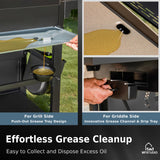 MFSTUDIO 5 Burner Gas Grill Griddle Combo with Porcelain-Enameled Cast Iron Grates,Cutting Board and Double Lids, Duel-Function Propane BBQ Grills