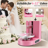 Headery Cake Decorating Machine, 4-12 in Adjustable Cake Cream Coating Spreading Smooth Machine, 60dB Low Noise Cake Frosting Machine w/Scraper for Birthday Cake, 60-320rpm Rotating Speed (Pink)