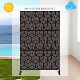 Privacy Screen 74" H x 47.2" W Decorative Outdoor Divider with Stand Panels Freestanding Screen Set for Deck