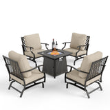 MIXPATIO 5-Piece Metal Patio Conversation Set, 28-Inch Fire Pit Table