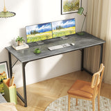 Huuger Modern Simple Office Desk, 55 Inch, Gaming & Work Desk with Storage, Large Legroom, Metal Frame, Grey