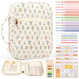 KOUDGY Bible Cover Case for Women Large Quilted Bible Carrying Bag with Handles Bible Study Supplies & Accessories Christian Gifts for Women(Wildflower Meadow, L)