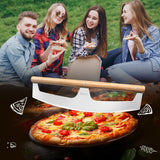 Pizza Cutter Rocker with Wooden Handles & Protective Cover by Zocy, 16" Sharp Stainless Steel Pizza Slicer Wheel, Big Pizza Knife Cutters for Kitchen Tool (16inch)