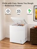 2.5 Cu.Ft Deep Freezer with Removable Basket - Small Quiet Chest Freezer w/6 Temp and Energy Efficient - Manual Defrost, Space Saving Design for Dorm, Office, Apartment, Bar, White