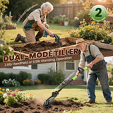 NEWTRY Cordless Electric Tiller Black, 4'' Tilling Depth/Width, 2 in 1 Handheld & Extension Modes for Seniors to Tilling Raised Beds
