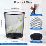 Hushee 12 Pcs Metal Mesh Trash Can Wire Waste Paper Basket Trash Bin Garbage Can for Dorm Room, Office Under Desk, School, Kitchen, Bedroom, Den, Toilet(Black,12 Pcs)