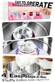 Commercial Cotton Candy Machine 1000W, 3-4 Per Minute, 38cm Stainless Steel Bowl, Easy Double Switch, Sugar Scoop, for Carnival Party Commercial Events (US Plug)