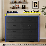 BORNOON 8-Drawer Dresser for Bedroom, Modern Wooden Chest of Drawers with Metal Handles, Anti-Tipping Design, Sturdy and Stable Storage Organizer for Living Room, Entryway, Home Office