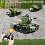 Supdex 1/18 Soviet Union KV2 RC Tank, 2.4G Army Model Toy with Smoke, Sound and Lights, 165ft Remote Control, All-Terrain Indoor Outdoor Toy for Kids & Adults