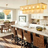 CEENWE Rectangle Alabaster Chandelier, L54 Brass Linear Chandeliers Over Table Pendant Light Modern Mrable Rectangular Chandelier for Kitchen Island Dining Room Living 2-Tier Gold(Include 16 Bulbs)