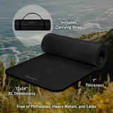 Retrospec Solana Yoga Mat 1" Thick w/Nylon Strap for Men & Women - Non Slip Exercise Mat for Home Yoga, Pilates, Stretching, Floor & Fitness Workouts - Black Retrospec