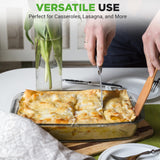 NutriChef 8-Piece Deep Glass Baking Dish for Oven with Lids - Casserole Dishes for Oven - Bakeware Sets for Lasagna, Meatloaf, Leftovers, Cooking, & Dishwasher Safe -Gray
