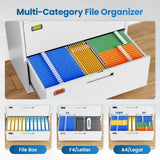 PEUKC 4 Drawer File Cabinet, Lateral Filing Cabinets for Home Office, Office Storage Drawers with Lock, Hanging Files Legal/Letter A4 Size (Assemble Required,White)
