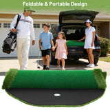 Golf Putting Green, 5x10ft Thickening Golf Putting Mat Professional Practice Training Mat with 3 Cups, 3 Flags and Realistic Turf, for Indoor Outdoor Home Backyard, Ideal Gift for Men Golfers Dad