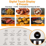 4.7QT Glass Air Fryer, 360° Viewable Glass Air Fryer Non Toxic, 6-IN-1 Preset Cook Modes, Digital Display, and More, White