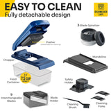 UltraChop All-In-1, 12 Blade Heavy Duty Vegetable Chopper, Food Chopper Container, Spiralizer, Mandoline Slicer Onion Mincer, French Fry And Salad Cutter, Home Essentials & Kitchen Gadgets, Blue
