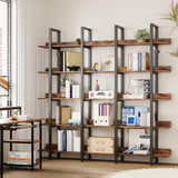 Bookcase and Bookshelves Triple Wide 5 Tiers Large Open Shelves
