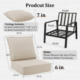LOOFRA 6" Thick Outdoor Chair Cushions, 24 x24 Inch Patio Furniture Cushions Set of 6 with Water Resistant & Removable Cover, UV Resistant, 30D High Density Sponge Patio Cushion, Beige