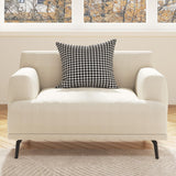 NessCarsti 1-Seater Sofa Chair, Modern Low Backrest Single Couch,Off-White