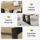 Rustic Wood Conference Meeting Room Table for 6-8 People, Business Seminar Tables, Breakroom, Reception Office Furniture