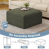 40" Oversized Square Corduroy Ottoman, Large Ottoman Pouf Footstool, Green