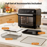 Kismile 18QT Air Fryer Toaster Oven Combo, 12-in-1 Countertop Convection Airfryer Oven, 70–450℉, Bake, Roast, Reheat & Broil, Fits 8–10″ Pizza, Includes Full Accessories, Stainless Steel (Black)