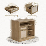 Perledesign 2 Drawer File Cabinet with Lock, Natural Oak
