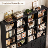 FACBOTALL 72.8" Large Bookshelf, Farmhouse Bookshelf with 8 Doors, Black