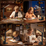 cozoo LED Desk Lamps for Home Office, Modern Dimmable Eye Caring Desk Light with USB Charging Ports AC Outlet, Pen Holder,Touch/Memory/Timer, Kids Small Table Lamp for Reading, Bedroom, Study, Craft