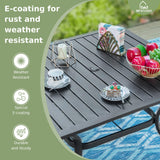MFSTUDIO 5 Piece Outdoor Dining Set, Square Metal Table w/Textilene Chairs
