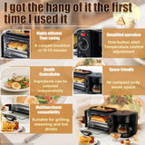 Compact All-in-One Breakfast Station with 7L Oven, Coffee Maker, Large Non-stick Griddle and Toaster Function, Ideal for Small Kitchens, Office Break Rooms