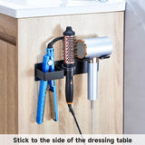 Oukimly Hair Dryer Holder Wall Mount Curling Iron Holder Flat Iron Holder, Blow Dryer Holder Wall, 3 in 1 Bathroom Hair Tool Organizer Rack for Universal Hairdryer Straightener Curlings (Black)