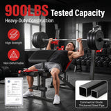 OPPSDECOR 3.0 Pro Weight Bench Set for Home Gym, ASTM-Certified 900 LBS Bench Press Set with Leg Extension, Preacher Curl Pad, Barbell Rack, J-Hooks and Safety Bar Catches for Full Body Workout