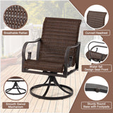 MELLCOM Patio Wicker Swivel Chair Set of 6, Heavy Duty Outdoor Dining Chair with 23.5'' High Back, Extra-Large Water-Fall Seat, Rattan Porch Gentle Rocker for Outside, Backyard, Garden