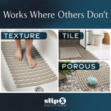 SlipX Solutions Weighted Non Slip Bath Mat for Textured Tub & Shower Surfaces, Patent Pending, Anti Slip Bathtub Safety Without Suction Cups, Doesn’t Float, Works on Tile & Stone 31” x 15”, Tan
