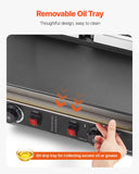 VEVOR Commercial Panini Grill, 3600W Electric Sandwich Panini Maker, Stainless Steel Double Sandwichs Press Grill with Handle and Temp Control, 19x9 in Flat Enamel Plate for Hamburger Steak Bacon