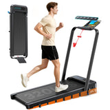 WELLFIT Foldable Treadmill with Handlebar, 320LB Capacity Walking Pad for Home Office, Under Desk Folding Treadmills with Incline
