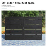 MFSTUDIO 7-Piece Patio Dining Set, 60" Metal Table & Mesh Chairs