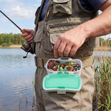Teecyhooo Insulated Live Bait Holder Waist Mounted Dual Layer Fishing Bait Bucket Container with Lid and Lock Portable Plastic Lure Worm Storage Tackle Box, Keeps Baits Fresh and Alive