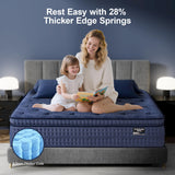 SURLUNKEYS King Mattress Medium Plush - 14 Inch Memory Foam Hybrid Mattress Strong Edge Support Without Motion Transfer for Deep Sleep, Blue