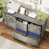 Halitaa 47.8” Farmhouse File Cabinet with Sliding Barn Door, Grey