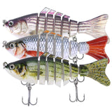 Lifelike Fishing Lures for Freshwater and Saltwater Angling – Realistic Trout and Bass Lures with Segmented Bodies, Rustproof Dual Treble Hooks and Integrated Gravity Ball for Diving (3 Pk)