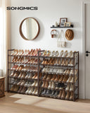 SONGMICS Shoe Rack, 12-Tier Shoe Organizer, Metal Rack for Garage, Set of 2, 6-Tier Stackable Shelf, with Adjustable Flat or Angled Shelves, Holds 48-60 Pairs, Bronze ULMR12A