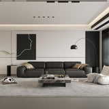 43.3" Square Coffee Table for Living Room - Modern Gray Sintered Stone Coffee Table with Black Carbon Steel Base, 150lbs Capacity - for Home, Lounge, Office