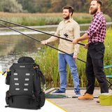 Kalkal Fishing Tackle Backpack, 51L Water-Resistant Fishing Backpack with Cooler & 4 Rod Holder, Sunglasses Pocket, Fishing Tackle Bag Storage Fishing Gear, Fishing Gifts for Men Father