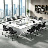 Folding Conference Table with Wheels, Flip Top Mobile Training Table, Heavy Duty Modular Seminar Desk with Locking Casters, Space Saving Nesting Meeting Table for Office Classroom Home,White,47in,1