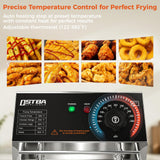 OSTBA Electric Deep Fryer with Basket, 20.7QT Large Commercial Deep Fryer, 3200W Stainless Steel Countertop Fryer with Adjustable Temperature 140–390℉, Removable Basket & Oil Tank