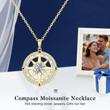 MOOSEA Moissanite Compass Necklace, Anniversary Birthday Gifts, Wife Gift